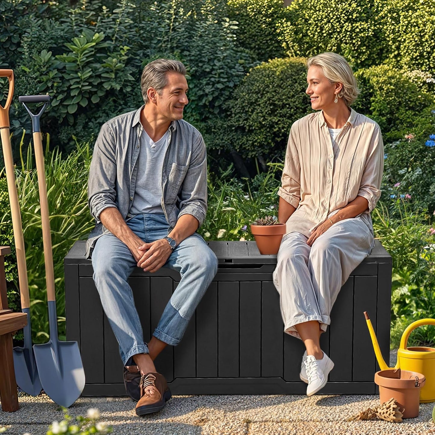 YITAHOME 80 Gallon Resin Deck Box, Outdoor Lockable Storage Box for Patio Furniture, Waterproof Patio Deck Box for Cushions, Pool Supplies, Sports Equipment and Garden Tools, Black