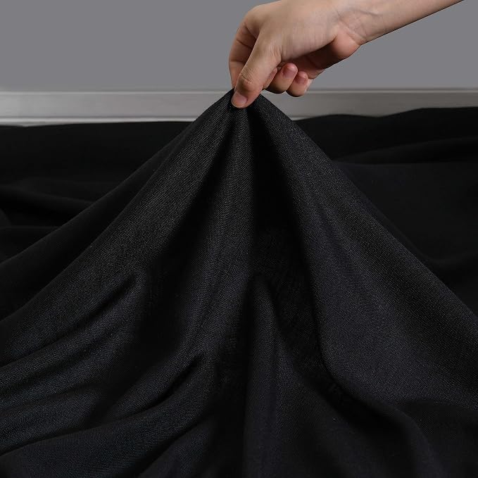 Black Living Room Curtains 96 Inches Long Grommet Light Filtering Cotton Linen Black Drapes Modern Farmhouse Decor Semi Sheer 96 Inch Curtains 2 Panel Set for Patio Sliding Door Bedroom Home Office