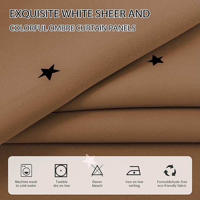 XiDi Black Out Curtains for Girls Bedroom Decor, Unicorn Curtains for Kids Room, Blackout Curtains for Living Room 72 inchs Long 52 inches Wide 2 Panel Brown