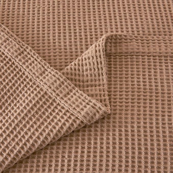 100% Cotton Taupe Blanket Twin Size for Bed - Breathable and Soft, Waffle Weave for Summer Spring, 90x66 Inches (Toffee)