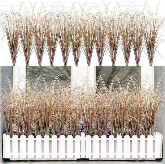 36Pcs Artificial Grass Plants, Faux Shrubs Wheat Grass, Artificial Tall Grass Fake Plants for Outdoor Decor,Artificial Greenery Stems Weed for Room Indoor Home Decor（Light Purple）