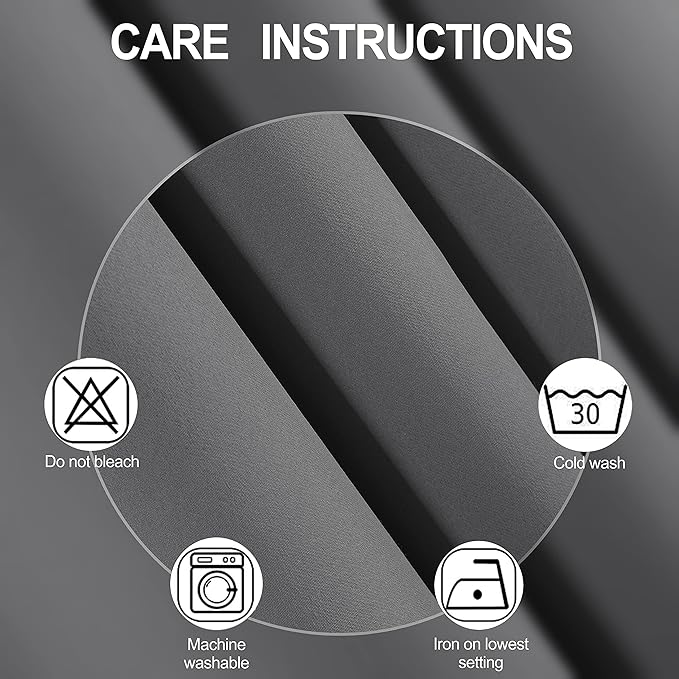 LEMOMO Grey Blackout Curtains/52 x 84 Inch/Set of 2 Panels Thermal Insulated Room Darkening Curtains for Bedroom