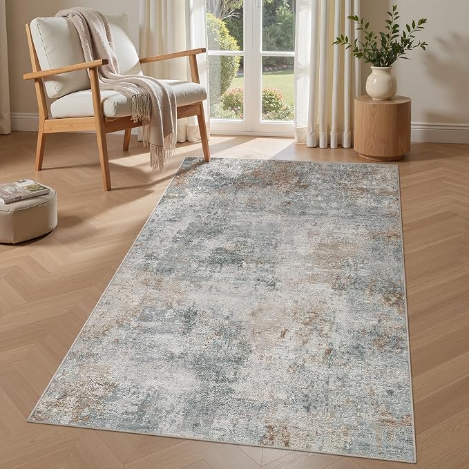 Tortania Area Rug Living Room Rugs - 3x5 Washable Soft Neutral Boho Moroccan Farmhouse Mat Indoor Floor Carpet for Bedroom Under Dining Table Home Office Decor - Grey Brown