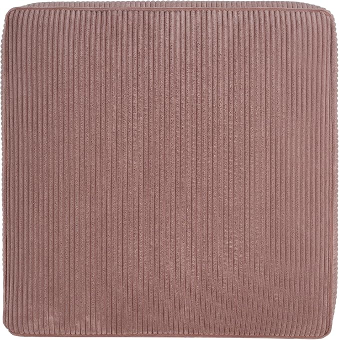Christopher Knight Home Isa Square Ottoman Footstool, Corduroy Pouf Poufee Footrest Ottoman Large Seat, Modern Side Table for Living Room Bedroom Home Decor, Pink, 30"