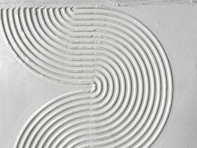 Creespi White Textured Wall Art - Hand Painted Abstract Oil Painting On Canvas 28x40 inch,Large Modern Minimalist 3D Art Painting for Wall Decor