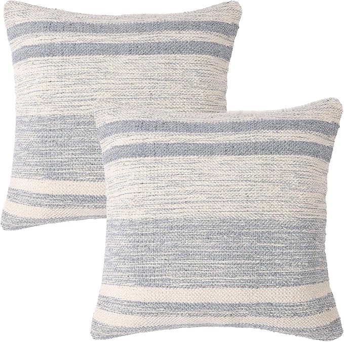 REDEARTH · Tufted Throw Pillow Cushion Covers - Boho Textured Woven Decorative Cases Set for Couch - Sofa - Bed - Farmhouse - Chair - Patio - Outdoor - car - 100% Cotton (18x18 ; Gray) Pack of 2