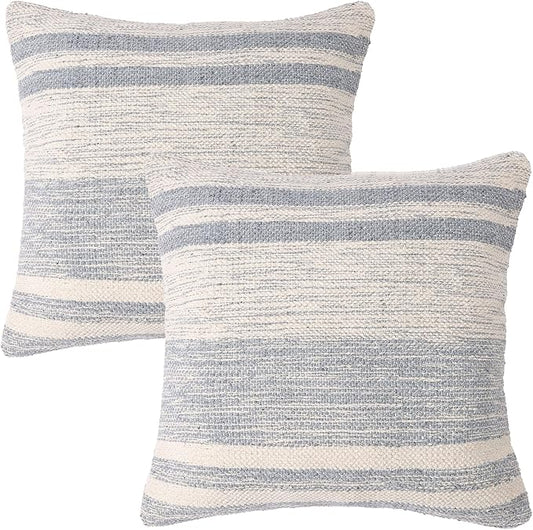 REDEARTH · Tufted Throw Pillow Cushion Covers - Boho Textured Woven Decorative Cases Set for Couch - Sofa - Bed - Farmhouse - Chair - Patio - Outdoor - car - 100% Cotton (18x18 ; Gray) Pack of 2