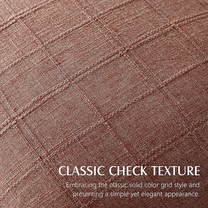 Foindtower Set of 2 Decorative Linen Check Throw Pillow Covers Neutral Farmhouse Vintage Cushion Covers Cozy Modern Boho Home Decor for Sofa Chair Couch Bedroom Living Room,14×36 Inch,Autumnal Red