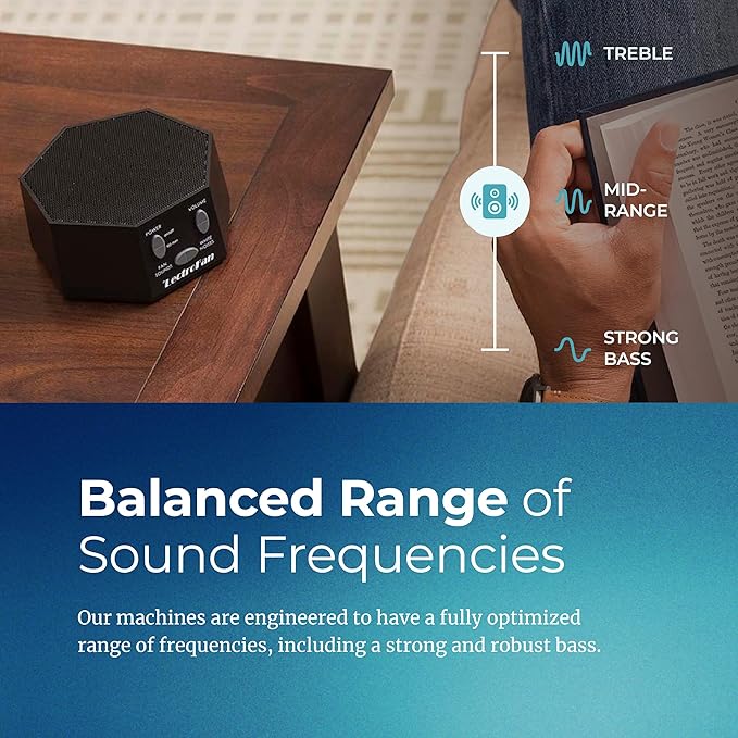 Adaptive Sound Technologies LectroFan Classic White Noise Machine - Compact Sleep Sound Machine for Bedroom, Travel, Study and More - 20 Non-Looping Fan & White Noise Variations - Black