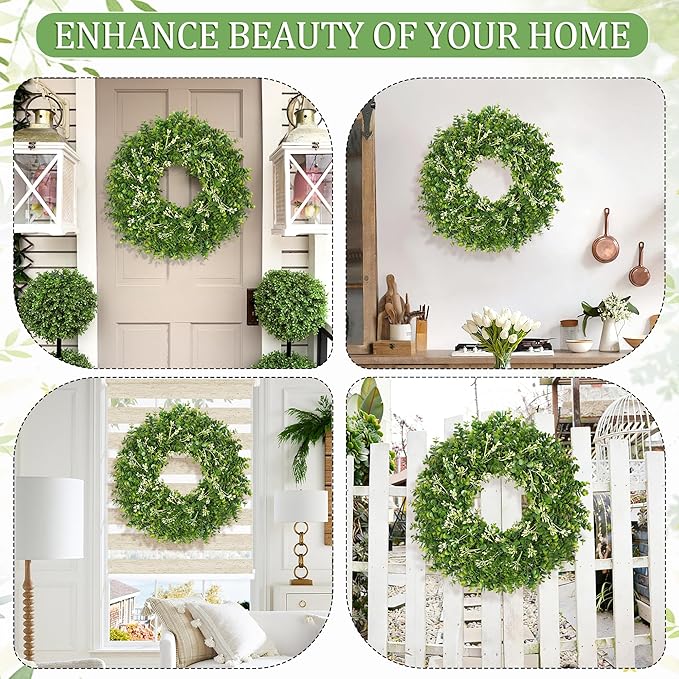 26 Inch Large Greenery Eucalyptus Boxwood Wreaths Artificial Easter Summer Spring Wreaths for Front Door Outdoor All Season Spring Decorations for Home Porch Room Window Wall Farmhouse (Berries)