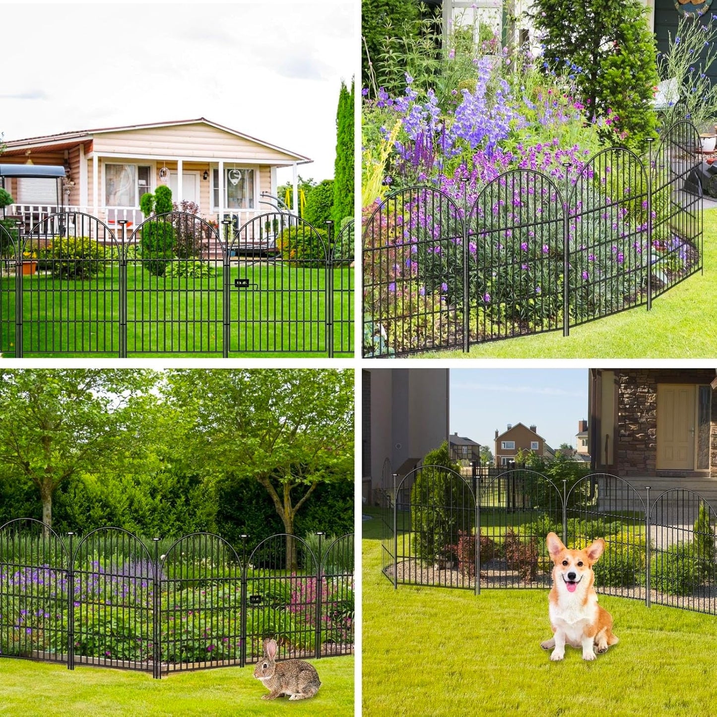 Garden Fence Border, 36 in(H) x17.5 Ft(L) 8 Panels, Tall Garden Animal Barrier Fence with Gate, Dog Fence Outdoor for Yard, Arched Rustproof Metal No Dig Fence, Flower Bed Fencing