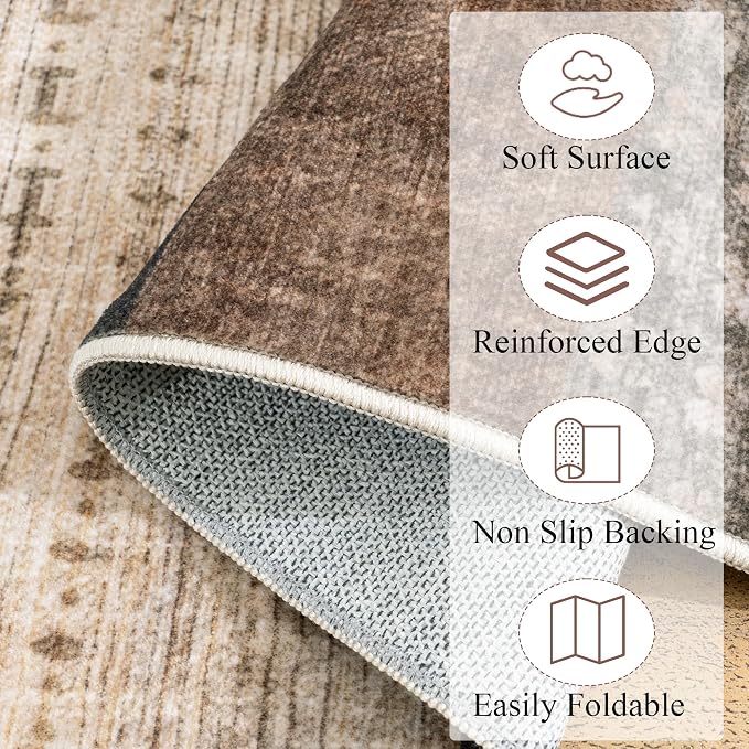 Modern Geometric Patchwork Indoor Area Rug for Living Room, Beige 8'x 10' Large Rug Rockwood Collection Hardwood Floors Decor for Bedroom, Beige Throw Carpet for Office Entryway Dining Room