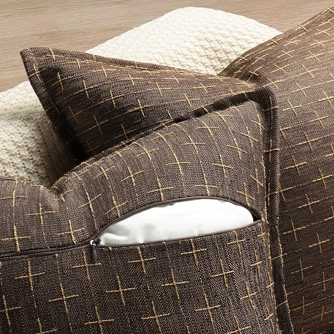 ZWJD Pillow Covers 16x16 Set of 2 Soft Polyester Textured Pillow Covers with Stylish Flange Edge Cozy Farmhouse Throw Pillows for Couch Bed Sofa Living Room