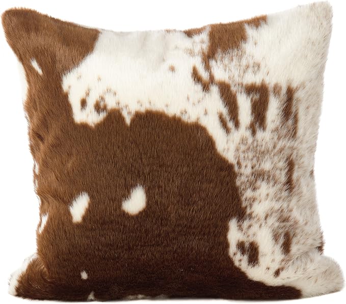 SARO LIFESTYLE Cowhide Design Faux Fur Pillow - Poly Filled