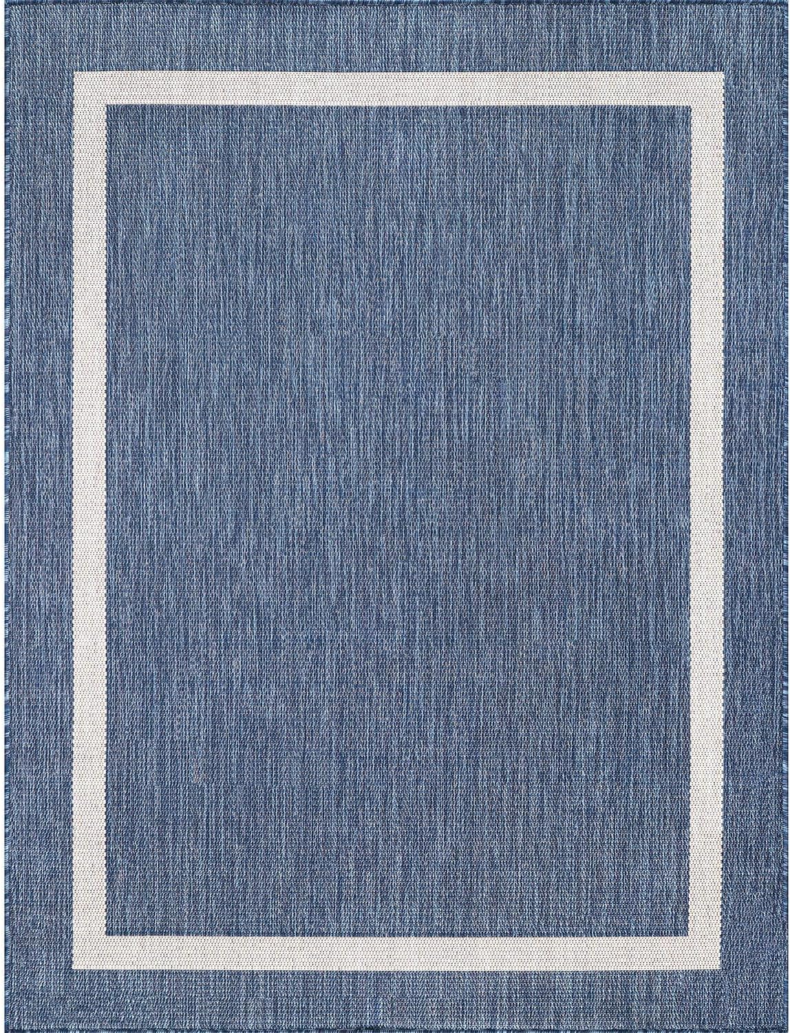 Bordered Outdoor Rug 5x7 Washable Outside Carpet for Indoor Patio Porch Waterproof Easy Cleaning Non Shedding Area Rugs Blue 5 x 7