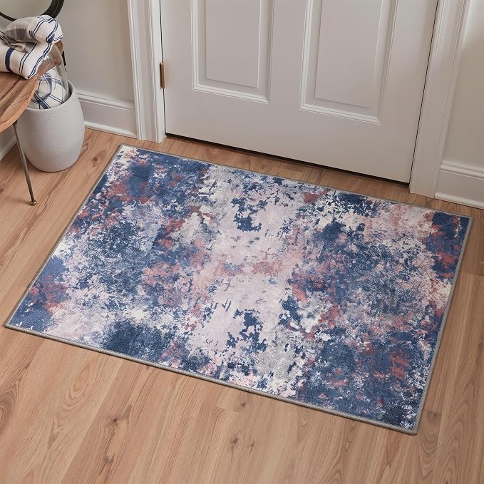 BEIMO Area Rugs 8x10 for Living Room Bedroom, Modern Abstract Machine Washable Rug, Large Soft Low Pile Floor Cover with Non Slip Backing for Dining Room, Red Blue