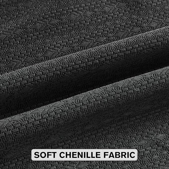 FUTEI Black Chenille Throw Pillow Covers 20x20 Inch Set of 2,Soft Striped & Diamond Textured Cushion Cases,Modern Home Decor for Couch Living Room