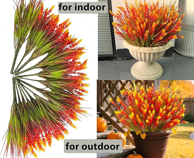 TSTWETO Artificial Plants Outdoor, 20 Pcs Fake Mums Flowers UV Resistant Outdoor Plants, Artificial Fall Flowers Plastic Faux Plants Shrubs for Home Porch Garden Yard Window Box
