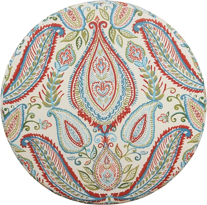 HomePop 24" Large Round Storage Ottoman - Bold Paisley