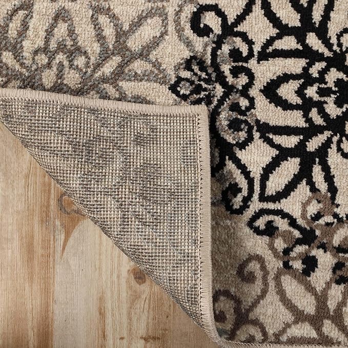 Superior Indoor Area Rug, Jute Backing, Plush Rugs for Entryway, Office, Living, Dining, Bedroom, Kitchen, Hardwood Floors, Vintage Aesthetic, Boho Home Decor, Leigh Collection, 8' x 10', Beige/Ivory
