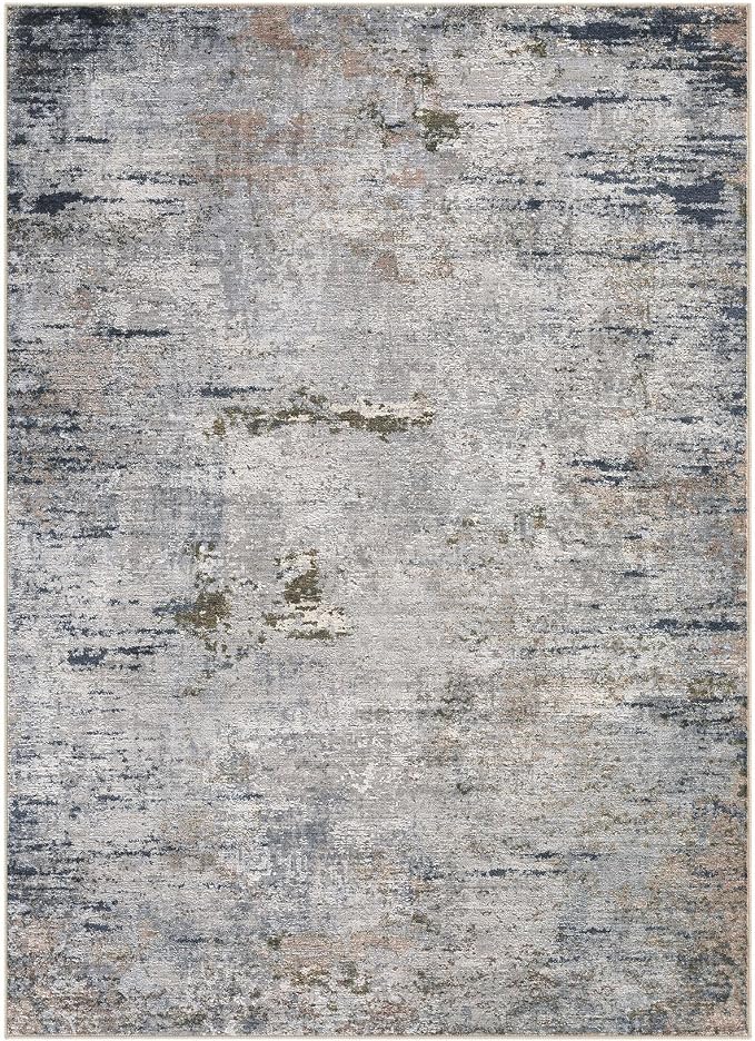 DMOYEST Area Rug Living Room Rugs - 10x14 Washable Large Soft Indoor Neutral Modern Abstract Low Pile Rug Carpet for Bedroom Dining Room Farmhouse Home Office - Blue/Grey/Brown