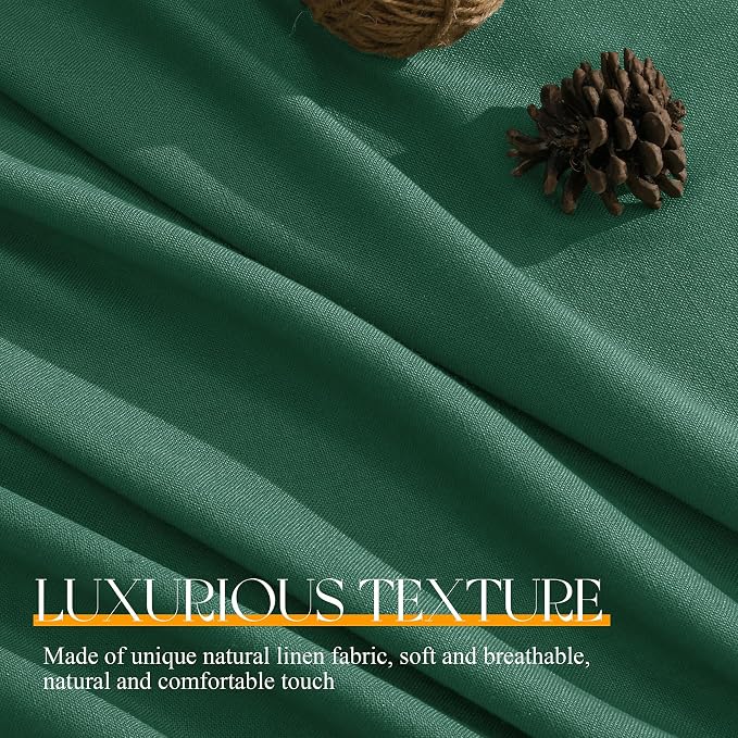 Jowels Emerald Green Linen Curtains 84 Inch Long 2 Panels for Living Room | Light Filtering Semi Sheer Curtain, Back Tab Pocket Pleated Look, Boho Farmhouse Textured Privacy Drapes for Bedroom Window