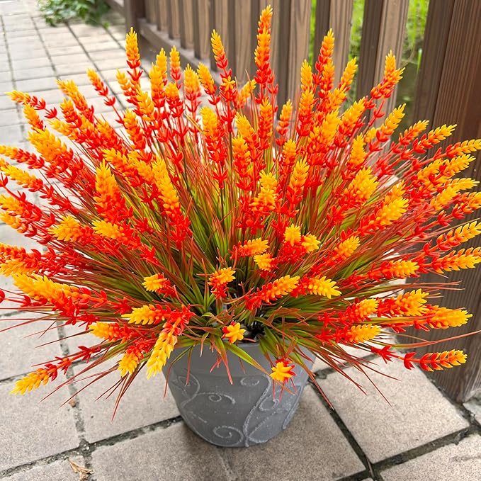 TSTWETO Artificial Plants Outdoor, 20 Pcs Fake Mums Flowers UV Resistant Outdoor Plants, Artificial Fall Flowers Plastic Faux Plants Shrubs for Home Porch Garden Yard Window Box