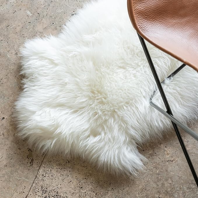 Premium Duo 100% Genuine Sheepskin Area Rug 2x6 ft – Natural Ivory White Soft & Fluffy Lambskin Rug Sheepskin Throw for Bedroom or Living Room – Made in Argentina