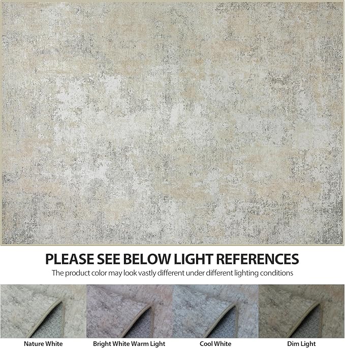 10x14 Area Rugs for Living Room Rug Washable: Abstract Large Rug Indoor Modern Carpet Non Slip for Dining Room Bedroom Nursery Home Office Beige Grey