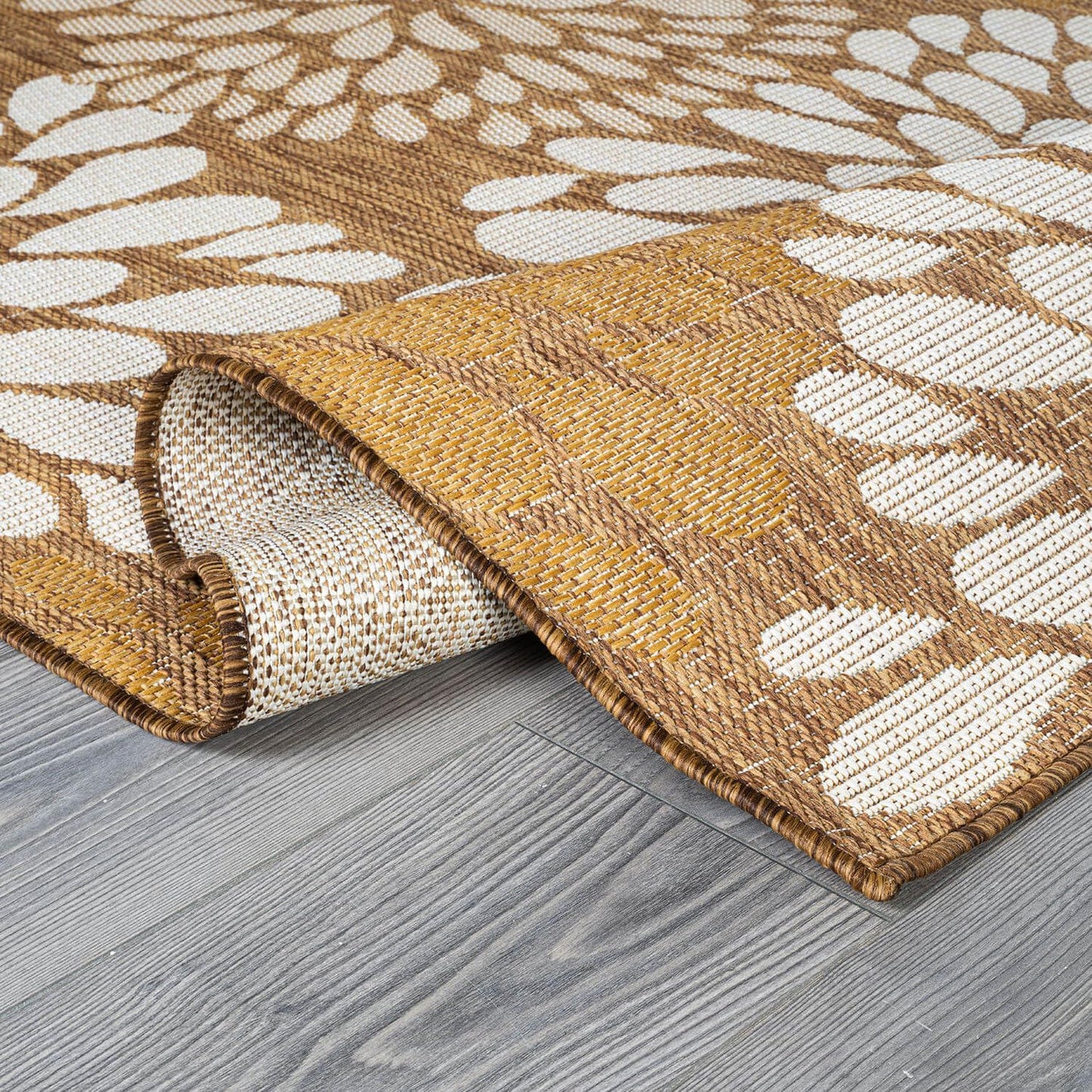 Beverly Rug Outdoor Rug 8x10 Modern Exotic Tropical Leaf Area Rugs for Indoor and Outdoor Patio Deck Porch Garden Water Resistant Washable Outside Carpet (8 x 10 Wooden)