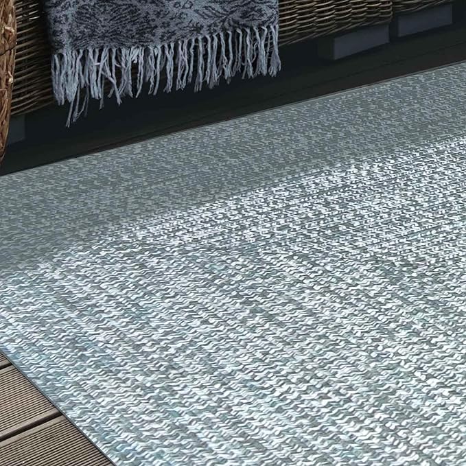 Superior Large Indoor/Outdoor Area Rug, Multi-Tone Reversible Braided Floor Decor for Patio, Front Porch, Entryway, Living Room, Office, Nursery, Artistic Home, 4' x 6', Lagoon Breeze-White