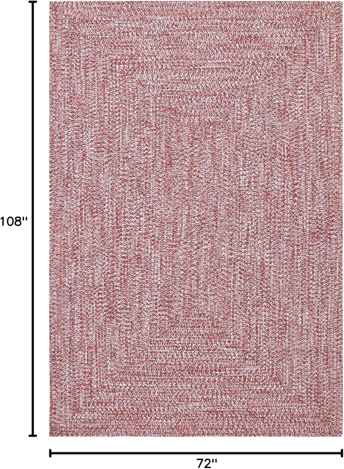 Superior Large Indoor/Outdoor Area Rug, Multi-Tone Reversible Braided Floor Decor for Patio, Front Porch, Entryway, Living Room, Office, Nursery, Artistic Home, 6' x 9', Brick-White