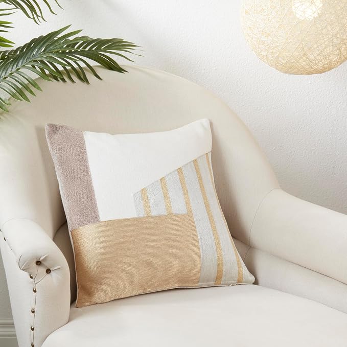 SARO LIFESTYLE Artistic Geometric Fun Down Filled Throw Pillow