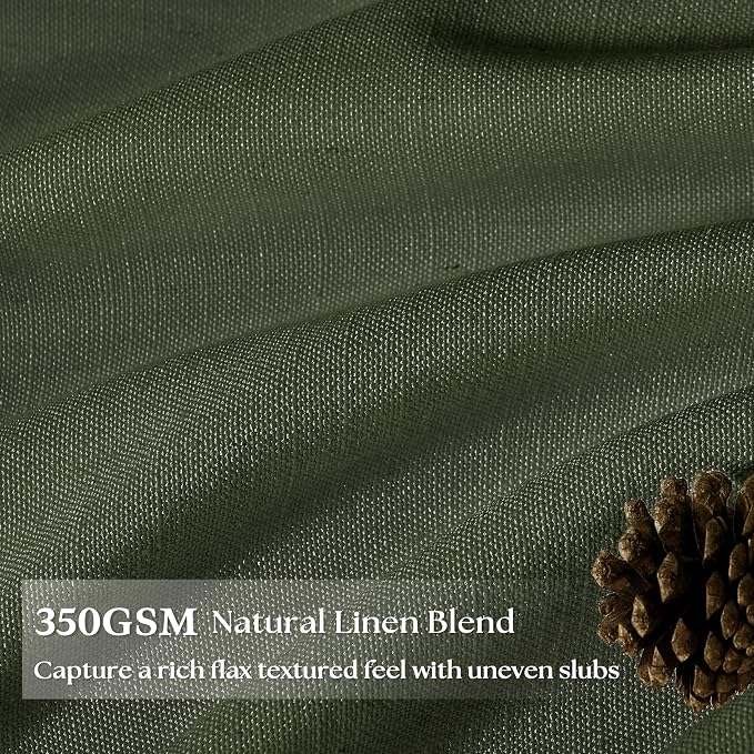 Pinch Pleated Dark Olive Linen Curtains 108 Inches Long for Living Dining Room with Hooks Rings Back Tab Pinch Pleat Drapes Rifle Green Light Filtering 108 Inch Curtains for Bedroom 9FT 2 Panels