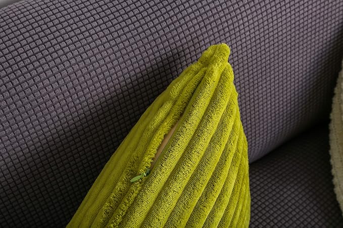 TangDepot Velvet Big Corduroy Pillow Covers 12x20 Green 2-Pack | Soft wide-stripe corduroy pillow cover, hidden zipper, machine washable, easy refresh, for bedroom living room indoor outdoor