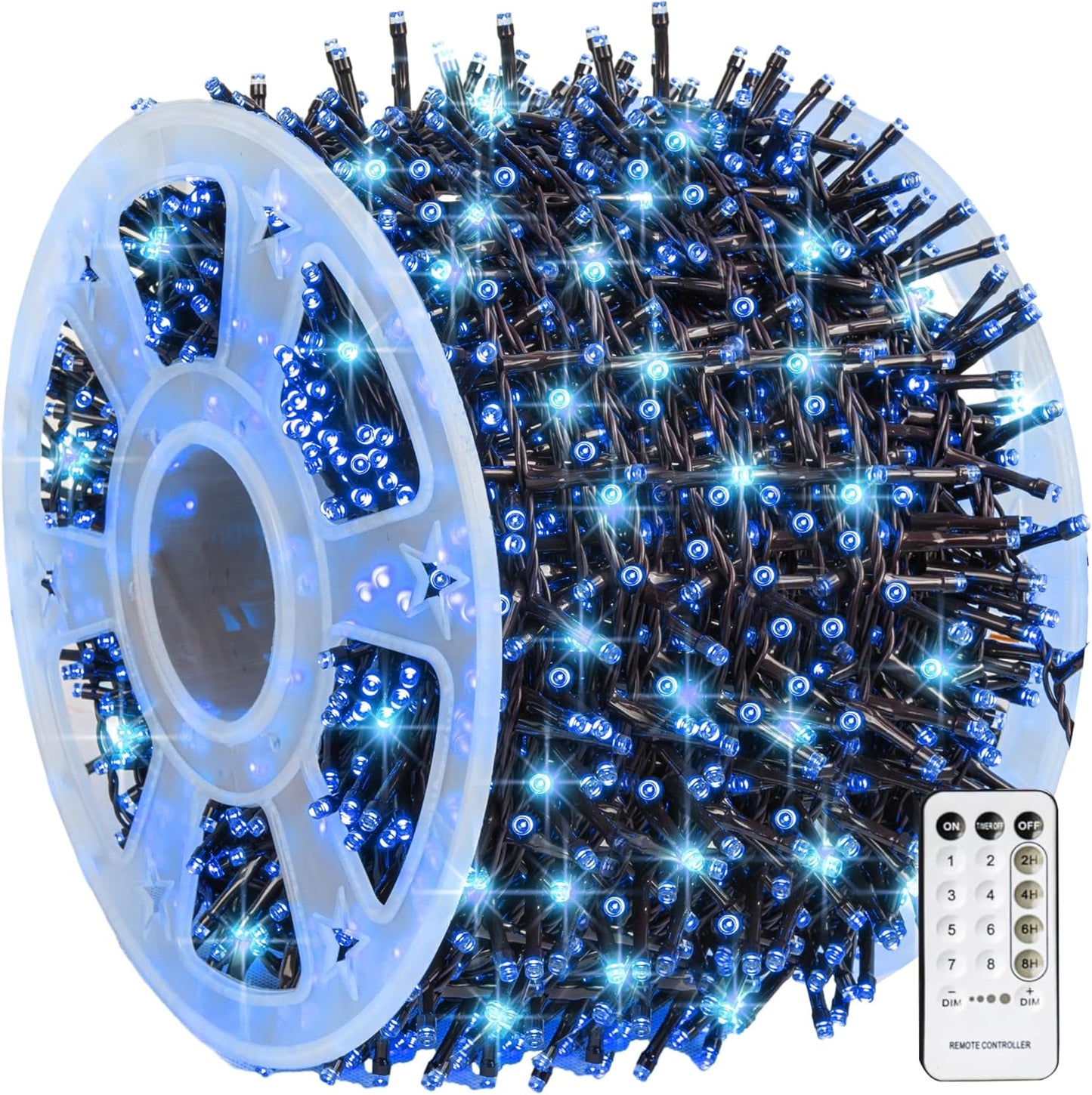 Dazzle Bright Outdoor Christmas String Lights, 1000 LED 328 FT Plug in Fairy Light with Remote Control 8 Modes & Timer, Waterproof Decoration for Home Garden Yard Xmas Wedding, Blue