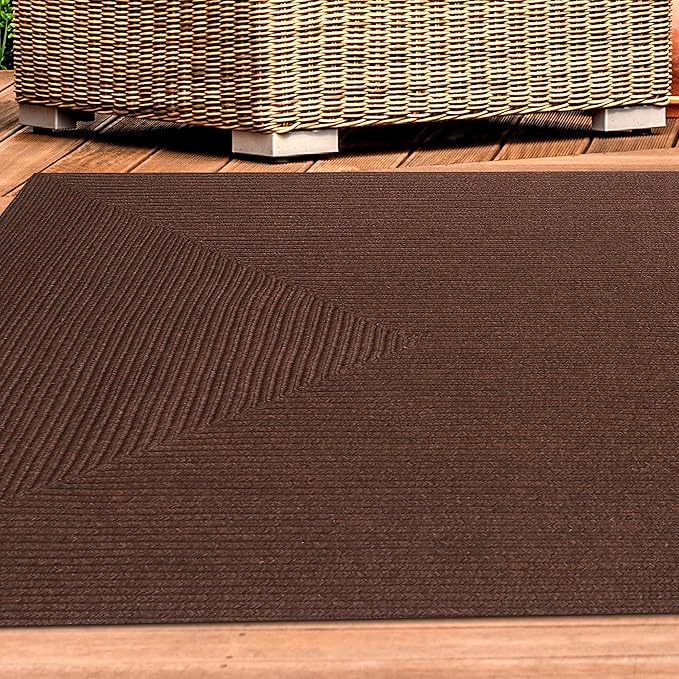 Superior Indoor/ Outdoor Area Rug, Reversible Braided Home Floor Decor for Living Room, Kitchen, Entryway, Patio, Front Porch, Deck, Modern, Boho, Farmhouse Style, 4' x 6', Cocoa