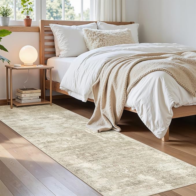 Soalmost Runner Rug 2x8 Washable Non-Slip Hallway Runner Rugs for Kitchen Bathroom Laundry Room Beige Gray Vintage Floor Carpet Runners for Hallways Entryway