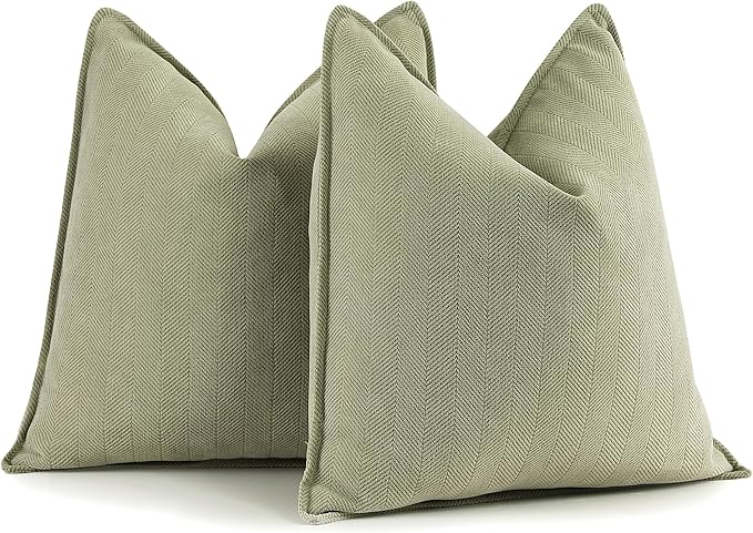 ZWJD Sage Green Pillow Covers 20x20 Set of 2 Chenille Throw Pillow Covers with Elegant Design Soft and Luxurious Decorative Throw Pillows for Couch, Bed, and Home Decor