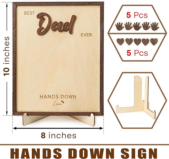 10" Gifts for Dad from Kids Custom fathers day Best Dad Ever gifts Hands down sign - Personalized Fathers Day Dads Gift from kids daughter son, First fathers day Daddy gift for new dad / Birthday