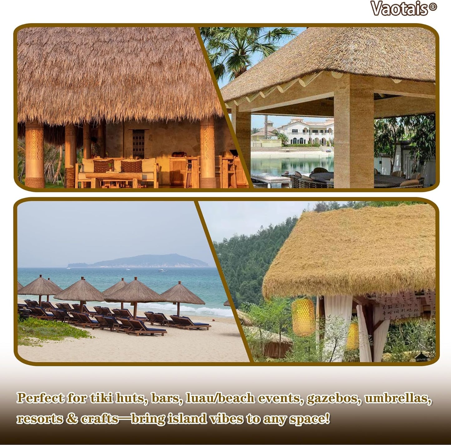 Realistic Synthetic Thatch Roll Sun-Bleached Yellow - 18 & 30 Inch Widths - Reinforced Weave for Mexican Palapa, Tiki Bars, Hawaiian Parties & Patio Decor (30 Inch Width x 15 Feet Length)