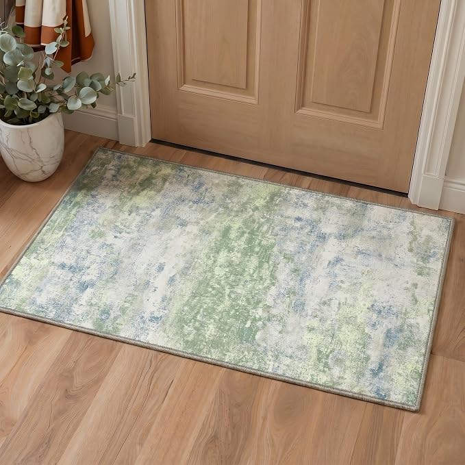BEIMO Area Rugs 8x10 for Living Room Bedroom, Modern Abstract Machine Washable Rug, Large Soft Low Pile Floor Cover with Non Slip Backing for Dining Room, Light Blue Green