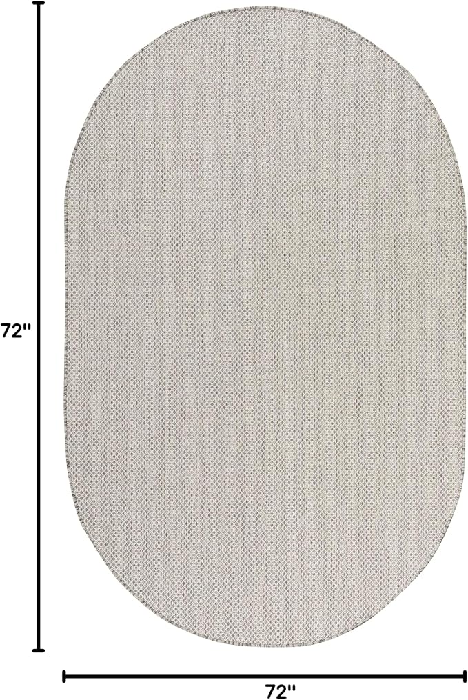 Nourison Home Courtyard Ivory Silver 6' x 9' Oval Area Rug - Easy Clean, Non Shedding, Bed Room, Living Room, Dining Room, Kitchen (6' x 9' Oval)