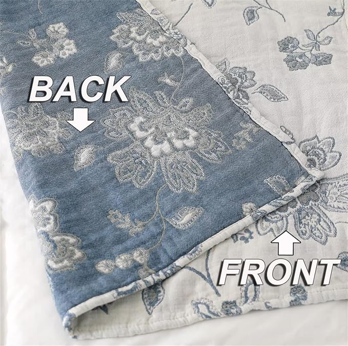 MSGKV Boho Throw Blanket for Bed 80"x90", 100% Cotton Reversible Woven Breathable&Lightweight Summer Decorative Blanket for Couch Living Room