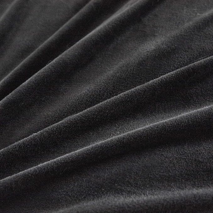 Faux Fur Velvet Fluffy Bedding Duvet Cover Set Down Comforter Quilt Cover with Pillow Shams, Ultra Soft Warm (Black, Queen)