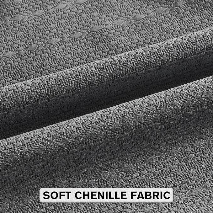 FUTEI Dark Grey Chenille Throw Pillow Covers 24x24 Inch Set of 2,Soft Striped & Diamond Textured European Cushion Cases,Modern Home Decor for Couch Living Room