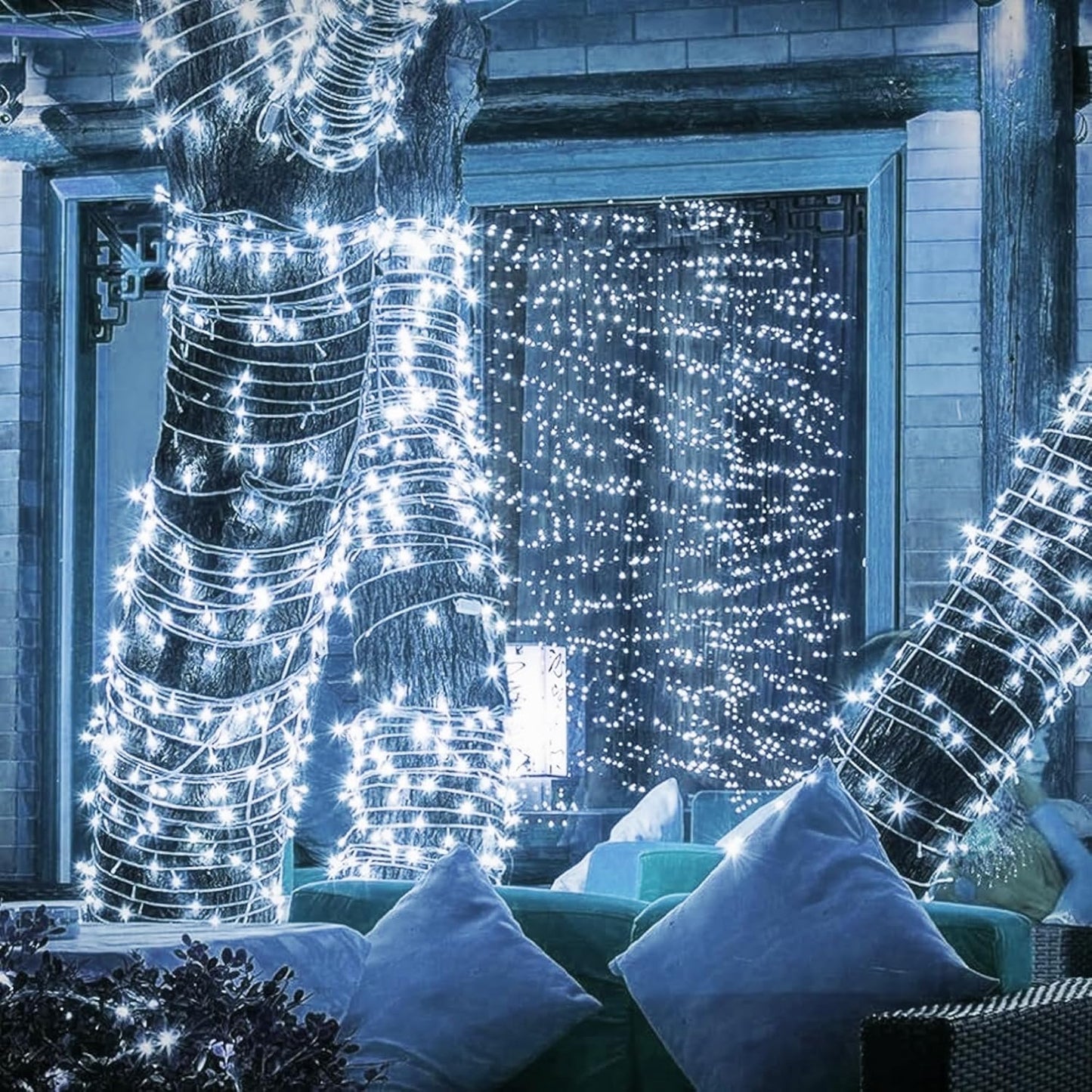 Dazzle Bright Outdoor Christmas String Lights, 1000 LED 328 FT Plug in Fairy Light with Remote Control 8 Modes & Timer, Waterproof Decoration for Home Garden Yard Xmas Wedding, White