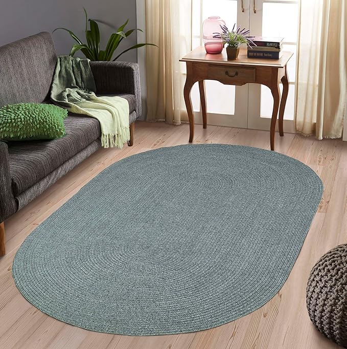 Superior Indoor/Outdoor Area Rug, Reversible Braided Floor Decor for Living Room, Kitchen, Patio, Front Porch, Modern Boho Farmhouse Rugs, Hardwood, Bedroom Accessories, 5' x 8', Lagoon Breeze