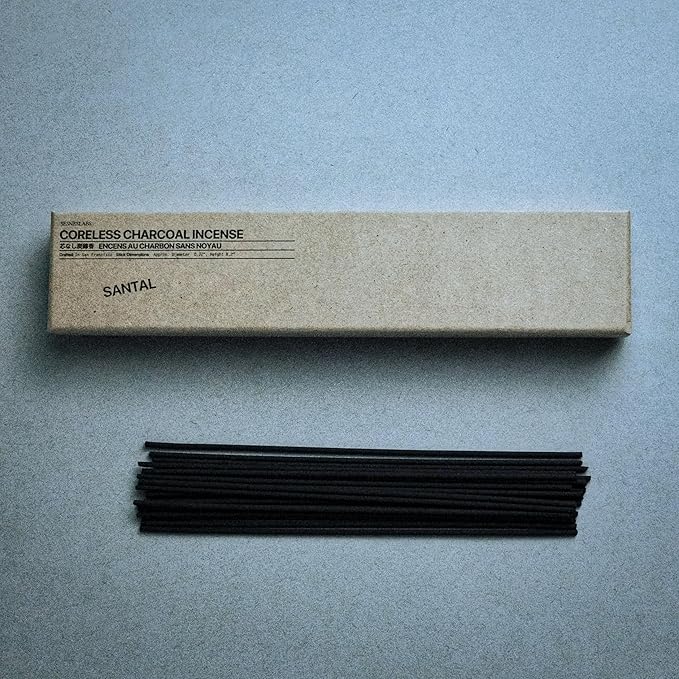 sesneslabs Santal Coreless Pure Incense Sticks, Artisan-Crafted Niche Scent, Exclusive Low-Smoke Bamboo Charcoal Formula, Clean-Burning, 1-Hour Burn Time, 20 Sticks