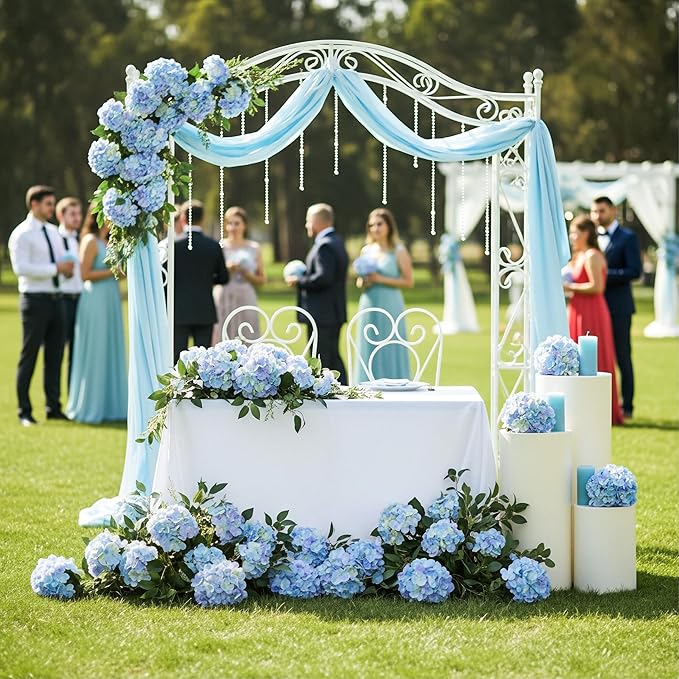 Auihiay 64 PCS Full Artificial Hydrangea Flowers, Blue Purple Silk Hydrangea Heads with Stems, Fake Flowers for Wedding Centerpieces, Baby Shower, Home, Garden, Party Decoration (Blue Purple)